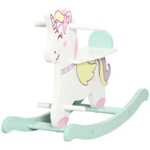 AIYAPLAY Balansoar Unicorn pentru Copii 1-3 Ani, Jucărie Multicoloră, 68x27x47.5cm | Aosom Romania