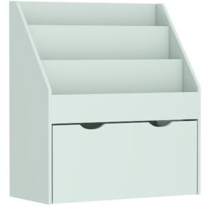 AIYAPLAY Bibliotecă pentru copii Multi-Organizare cu 3 niveluri de rafturi și un sertar, 62,5L x 30l x 70H cm, verde | Aosom Romania