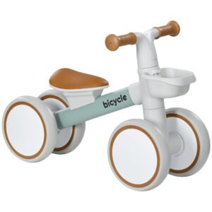 AIYAPLAY Bicicletă de Echilibru Copii 4 roți șa reglabilă, ghidon ergonomic aliaj aluminiu PP, copil 1-3 ani, Gri Maro Verde | Aosom Romania