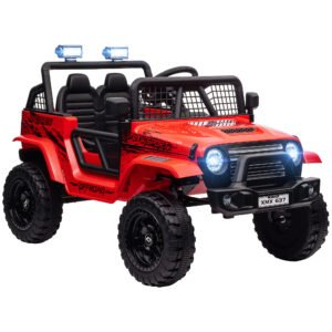 AIYAPLAY Mașină electrică pentru copii cu suspensie moale, control de la distanță, lumini LED, claxon, motoare 12 V, din plastic și metal, roșu | Aosom Romania