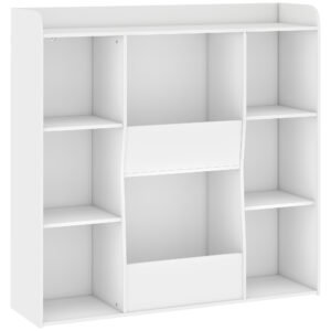 AIYAPLAY Mobilier de depozitare pentru copii, bibliotecă pentru copii cu 8 compartimente și etajeră superioară, 104 x 29 x 101,5 cm, alb | Aosom Romania