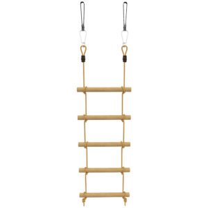 AIYAPLAY Scară de Frânghie 1,8m, Accesorii pentru Leagăne, Frânghie pentru Parc de Joacă Exterior, Cățărare cu 5 Trepte pentru Copii cu 2 Carabiniere și 2 Curele pentru Copaci | Aosom Romania