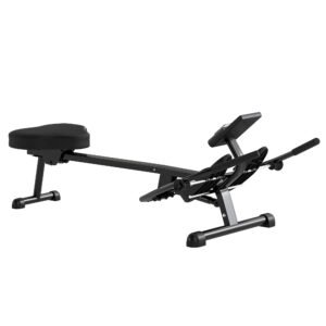 Aparat de Vâslit Hidraulic SPORTNOW cu 12 Niveluri de Rezistență, Echipament Fitness pentru Acasă cu Ecran LCD și Pedale Anti-Alunecare, Capacitate Maximă 130KG, Antrenament Cardio, Negru | Aosom Romania
