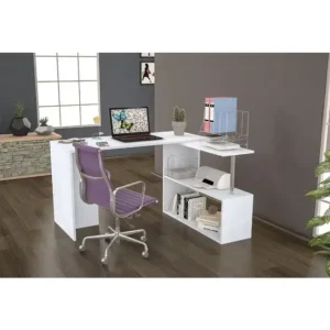 Birou din pal, Oscar Homs, alb, 130 x 45 x 72 cm, 80 x 20 x 72 cm