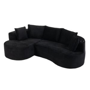 Bogesofa din catifea reiată, Negru | Aosom Romania