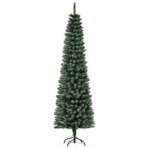 Brad de Craciun cu zapada artificiala190cm, Brad verde cu baza detasabila, decoratiune de Craciun, verde HOMCOM | Aosom Romania