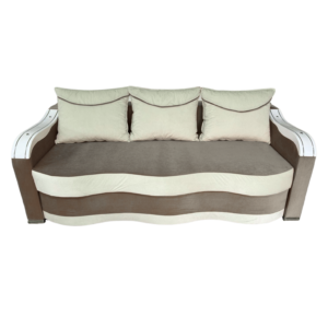 Canapea DIANA extensibila, 3 locuri, cu lada de depozitare, catifea maro cappuccino și crem , 220x100x80 Maro Cappuccino + Crem, Catifea