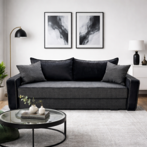 Canapea LARISA extensibila, 3 locuri, lada de depozitare, stofa maro inchis, 220x95x85 Stofa, Maro închis