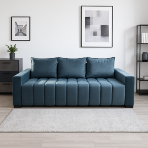 Canapea ZARA extensibila, 3 locuri, cu lada de depozitare, catifea albastru deschis , 220x95x80 Albastru Deschis, Catifea