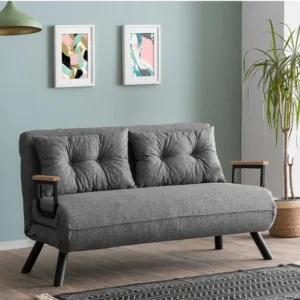 Canapea extensibilă 2 locuri living 133x175 cm – stofă gri – Seda