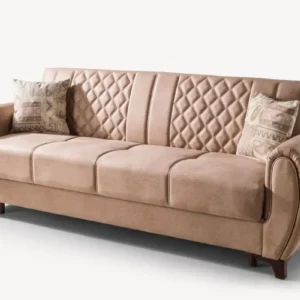 Canapea extensibila 3 locuri cu lada 233x90x80 cm – stofa bej – Asia