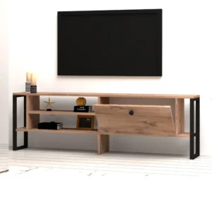 Comoda tv cu picioare metal  Ares Homs 160 cm, nuc-negru,10629