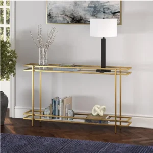 Consola Allison din sticla si metal culoare auriu 120X58X24 cm