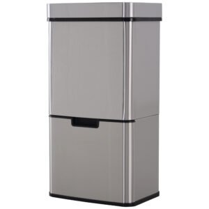 Cos de gunoi inteligent cu senzor HOMCOM, Capacitate 72 l, 42x30x81cm, Inox / ABS, Argintiu | Aosom Romania