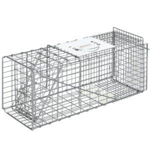 Cusca capcana pentru animale mici Outsunny, 66x24x30,5cm pentru iepuri, veverite, nurci, argintie | Aosom Romania