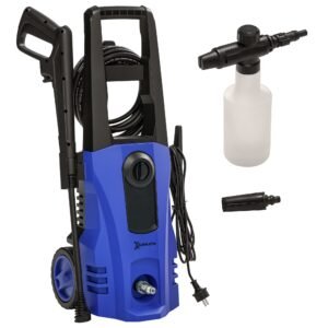 DURHAND Spalator sub presiune putere 150 bari max, debit 510 l/h max, motor 1800W furtun 6m si cablu 5m cu roti albastru | Aosom Romania