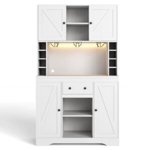 Dulap înalt de bucătărie cu funcție de vinotecă, Alb | Aosom Romania