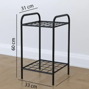 Etajera metal pentru flori 2 rafturi Decor Homs 33 x 60 x 31 cm, negru