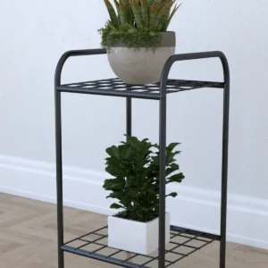 Etajera metal pentru flori 2 rafturi Decor Homs 33 x 60 x 31 cm, negru