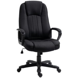 Fotoliu Birou cu Masaj, Interfata USB si Inaltime Reglabila, Tesatura efect in, Roti pivotante 60x74x106-116cm, Negru Vinsetto | Aosom Romania