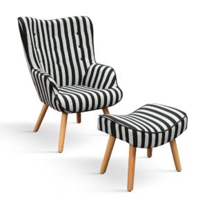 Fotoliu Patchwork, structura metalica, tesatura multicolora - NEGRU