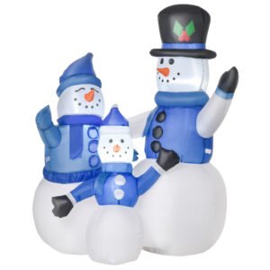 HOMCOM 120cm Oameni de Zapada Gonflabili de Exterior, Luminosi, Decoratiune de Craciun Impermeabila | Aosom Romania