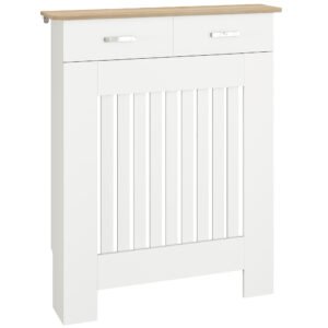 HOMCOM Acoperire pentru Calorifer cu Sertar, Anti-răsturnare, în Lemn, 78x19x97 cm, Alb | Aosom Romania