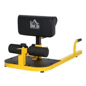HOMCOM Aparat pentru Genuflexiuni 3 în 1 pentru Picioare, Abdominale și Flotări, 50x97x44,5-56,5 cm, Galben | Aosom Romania