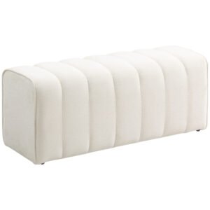 HOMCOM Banc la capătul patului, banchetă tapitată, stil modern, otoman din țesătură aspect in, 110 x 40 x 44 cm, cremă | Aosom Romania