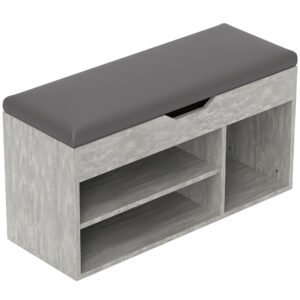 HOMCOM Bancă Hol cu 3 Rafturi Deschise, Spațiu Ascuns și Pernă Capitonată, Banca Pantofi, 80x30x45 cm, Gri | Aosom Romania