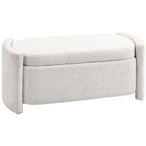 HOMCOM Bancă cu Depozitare, Banc de Intrare, Banc pentru Pantofi, capitonată, 105 cm x 44 cm x 45,5 cm. Crem/Bej | Aosom Romania