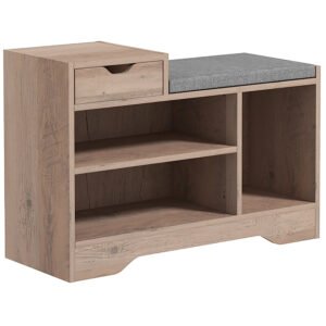 HOMCOM Bancă pentru Încălțăminte cu Pernă de Șezut, 76,5x30x52 cm, Gri | Aosom Romania