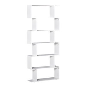 HOMCOM Bibliotecă din Lemn cu 6 Rafturi, 80x24x191 cm, Alb | Aosom Romania