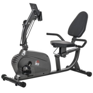 HOMCOM Bicicletă Magnetică Orizontală Scaun Reglabil și Elastice pentru Brațe | Aosom Romania