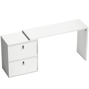 HOMCOM Birou reversibil în formă de L cu 2 sertare pentru arhivă Design modern pentru spații mici Birou alb | Aosom Romania