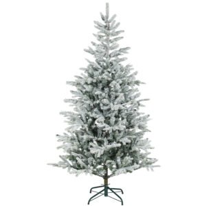 HOMCOM Brad de Crăciun Înnăpezit Înalt de 180 cm cu Bază Metalică Pliabilă Verde | Aosom Romania