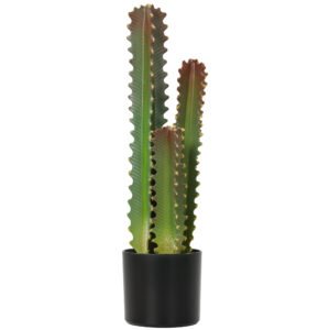 HOMCOM Cactus Artificial 66 cm Plantă Artificială Decorativă cu Ghiveci și 3 Frunze pentru Decor Interior Verde | Aosom Romania