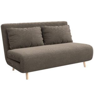HOMCOM Canapea extensibilă, pat pentru oaspeți, spătar reglabil 3 trepte, aspect reiat, până la 120 kg, 141 x 90 x 81 cm, maro închis | Aosom Romania