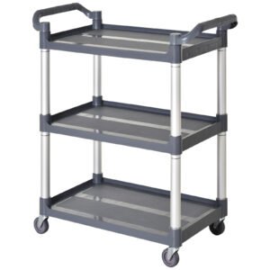 HOMCOM Cărucior de bucătărie cu 3 niveluri, 35 kg/raft, pe roți, pentru bucătărie, sufragerie, birou, 88x44x93 cm, gri | Aosom Romania