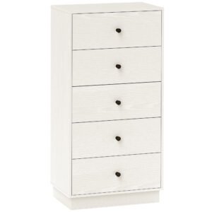 HOMCOM Comoda 5 sertare, mobilier de depozitare inalt si ingust, stil modern pentru camera de zi, living - 47x29x95cm, alb | Aosom Romania