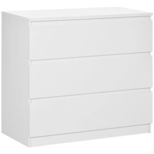 HOMCOM Comodă cu 3 Sertare Modernă fără Mânere pentru Dormitor și Sufragerie, 80x39x73 cm, Alb | Aosom Romania