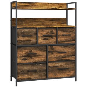 HOMCOM Comodă cu 7 Sertare Detașabile și Pliabile și 2 Rafturi, 79x29x101 cm, Maro | Aosom Romania