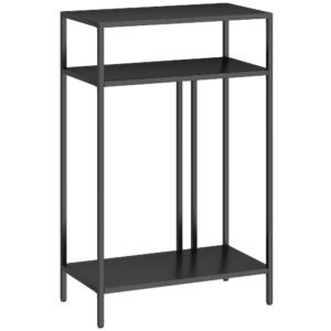 HOMCOM Consolă cu Rafturi Deschise pe 3 Niveluri, din Oțel, 55x30x85 cm, Negru | Aosom Romania