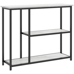 HOMCOM Consola in design industrial, 2 rafturi, aspect de marmura, Negru + Alb | Aosom Romania
