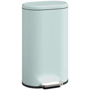 HOMCOM Coș de gunoi pentru bucătărie 30 L cu pedală și capac soft-close, pedală din metal, Verde, 36,5 X 31 x 61 cm | Aosom Romania
