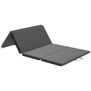 HOMCOM Covoraș de Gimnastică Pliabil, Saltea de Fitness Groasă de 5 cm și Antiderapantă, 240x120 cm, Gri | Aosom Romania