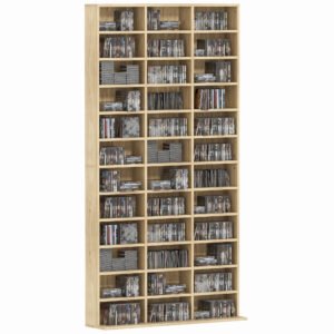 HOMCOM Depozite pentru CD-uri și DVD-uri, bibliotecă de depozitare 1116 CD-uri/528 DVD-uri, 36 compartimente și rafturi reglabile, chenar | Aosom Romania