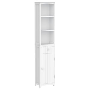 HOMCOM Dulap Înalt de Baie  cu 3 Rafturi din MDF, 34x24x170 cm, Alb | Aosom Romania