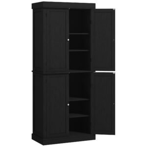 HOMCOM Dulap Înalt de Bucătărie cu 6 Rafturi și 2 Uși, Dulap cu Rafturi Reglabile din Lemn, 76x40,5x184 cm, Alb | Aosom Romania