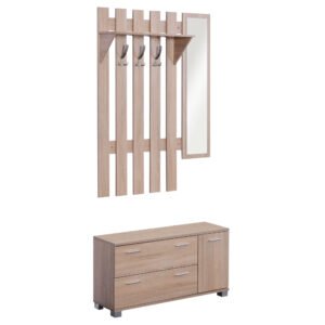 HOMCOM Dulap Pantofi 3 in 1, cu Cuier si Oglinda, Sertare Spațioase, Scaun Rezistent, 90x24x116 cm | Aosom Romania